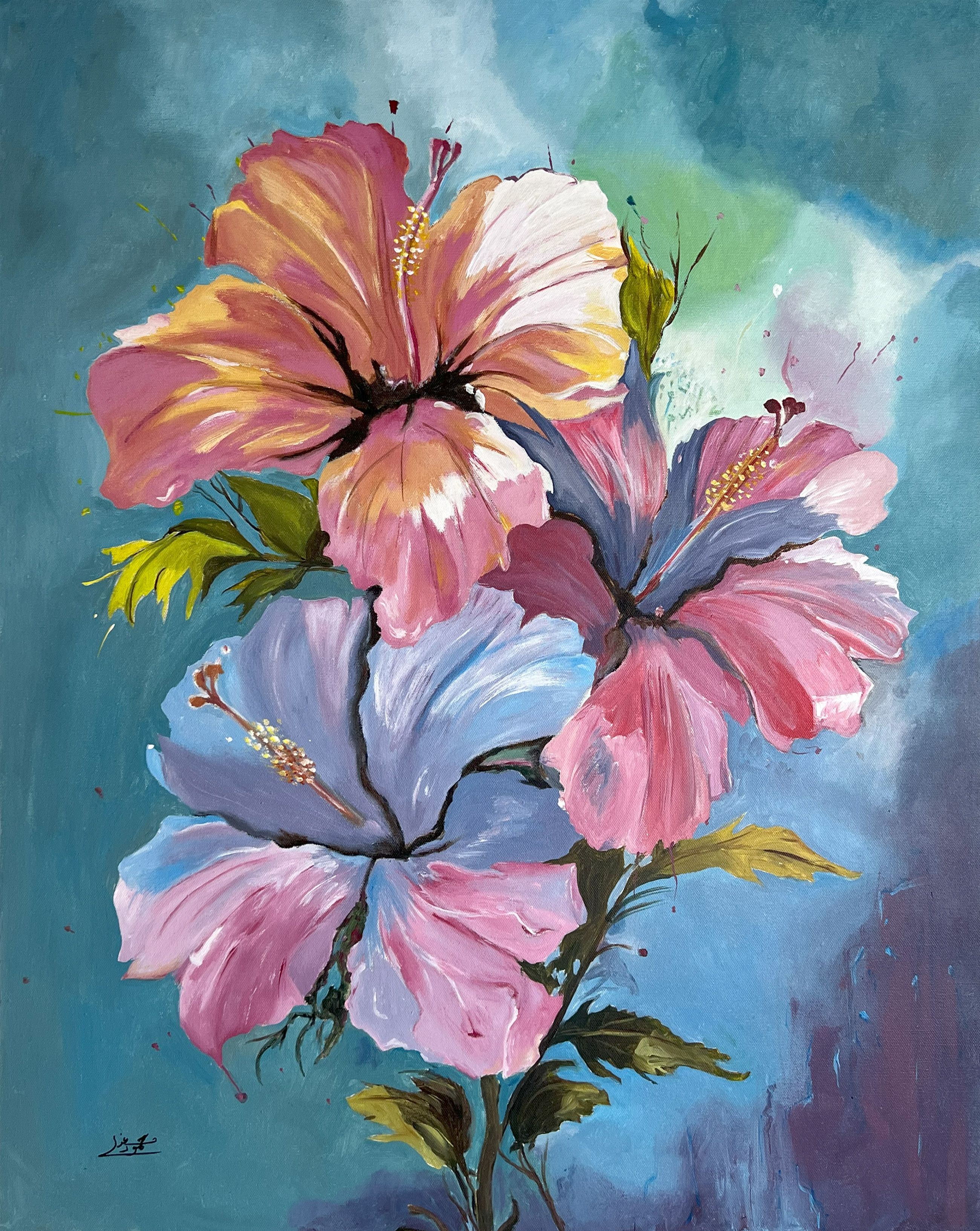 Hibiscus After Rain — Acrylic